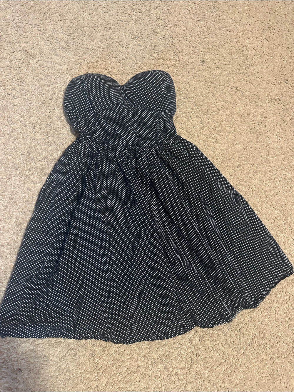 Mind Code Strapless Black Dress with White Polka Dots